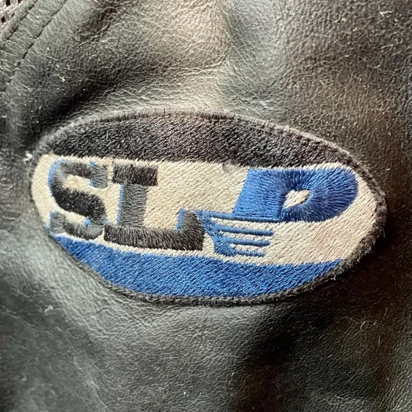 Street Legal Performance Medium Leather Black & Blue Padded Motorcycle Jacket